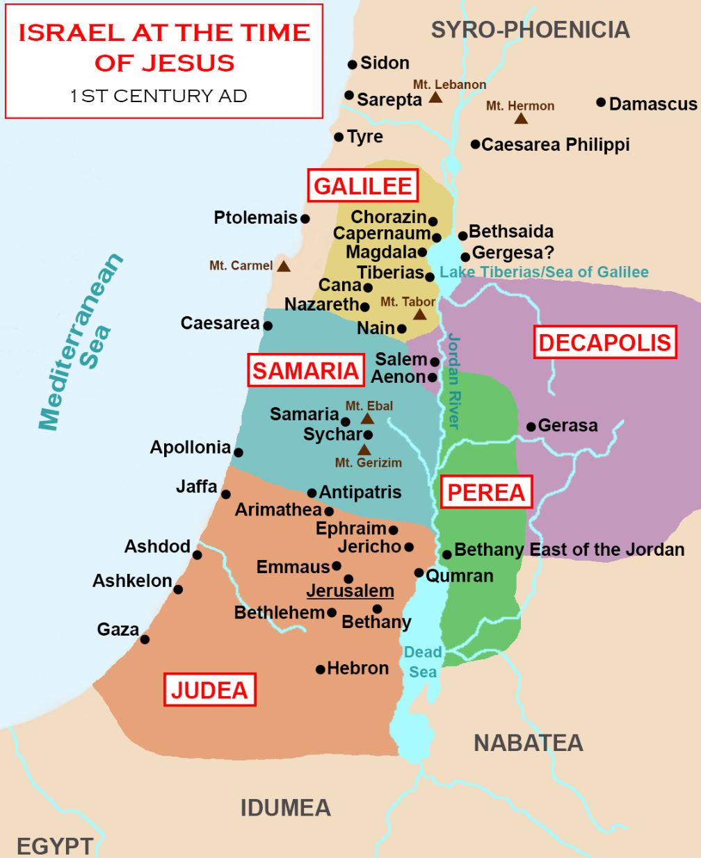 Map of Israel at the time of Jesus